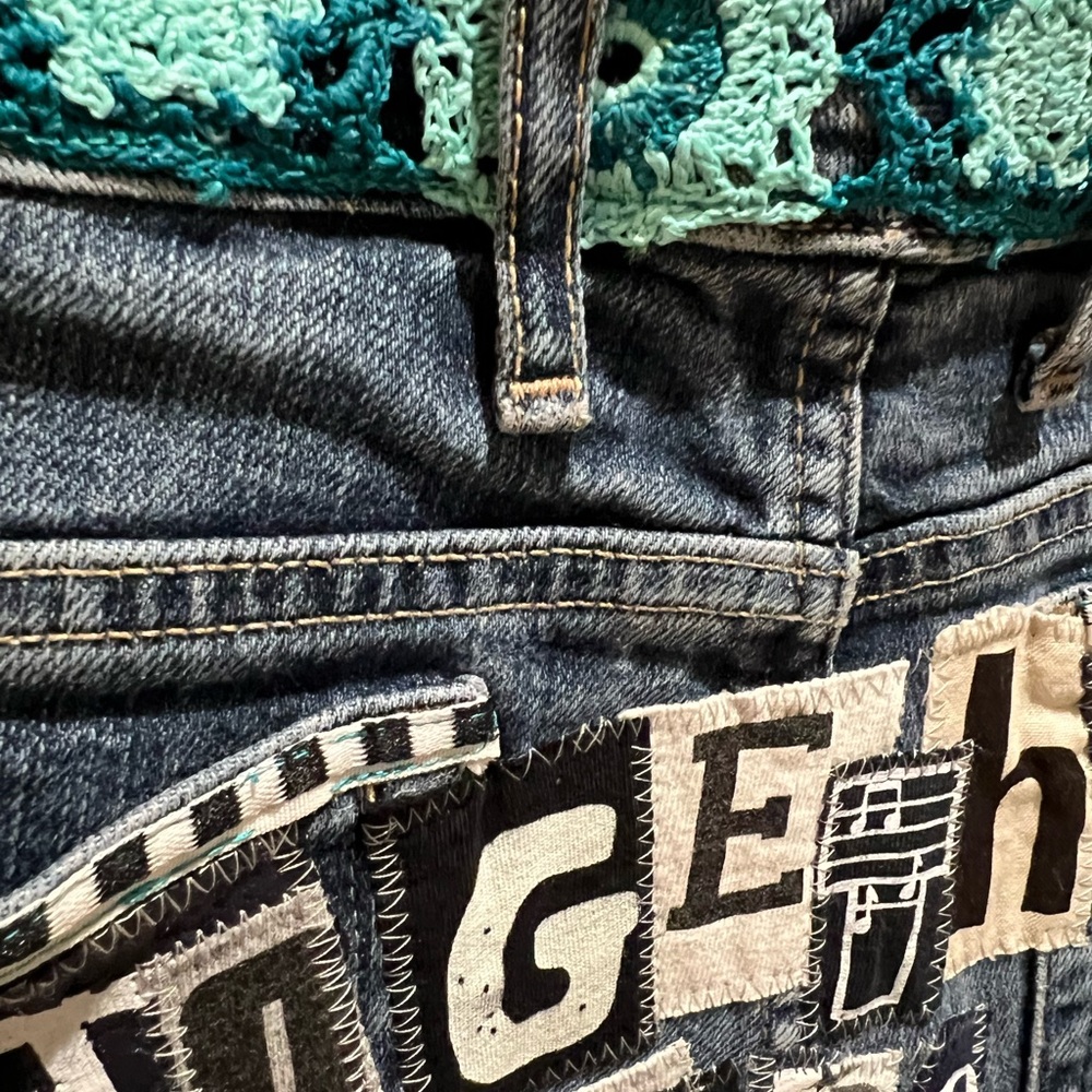 Muse Upcycled Custom Patchwork Collage Shorts Siz… - image 3